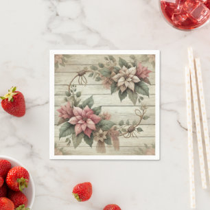 Shabby chic Poinsettia Garland Decoupage Napkins Pappersservett