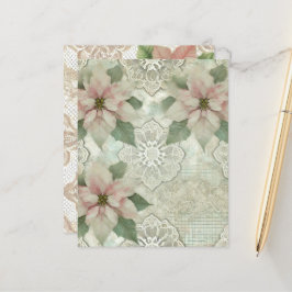 Shabby chic Poinsettia och Snöre Skrapbok Papper