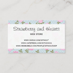 Shabby chic polka dots, ro - blåttrosagrönt visitkort