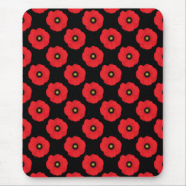 Shabby chic Red and Black Poppies Blommigt Musmatta