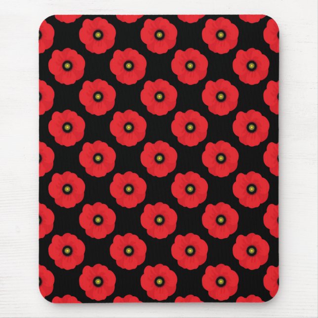 Shabby chic Red and Black Poppies Blommigt Musmatta (Framsidan)