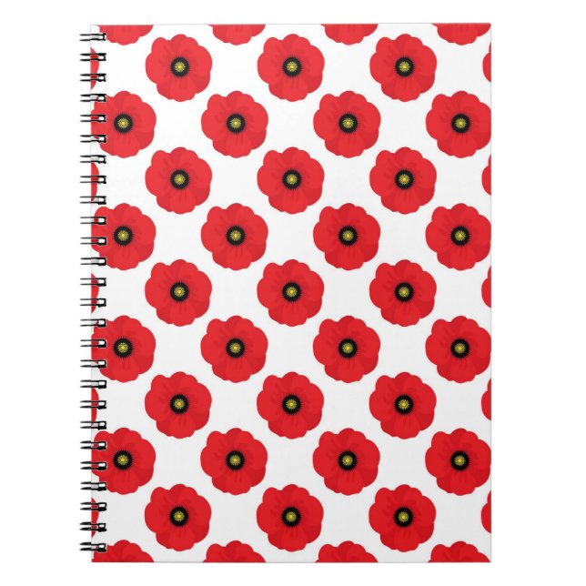 Shabby chic Red and White Poppies Blommigt Anteckningsbok (Framsidan)