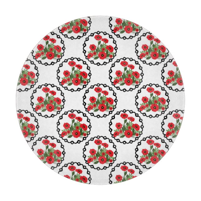 Shabby chic Red, Black & White Poppies Blommigt (Framsidan)