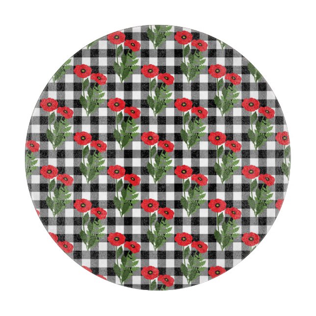 Shabby chic Red, Black & White Poppies Blommigt (Framsidan)