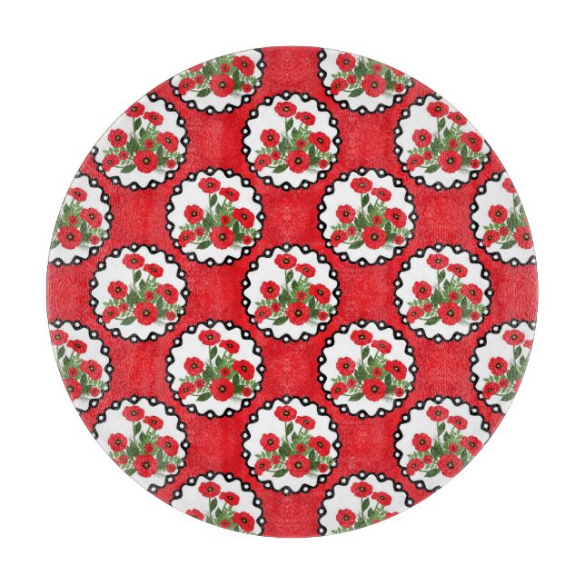 Shabby chic Red, Black & White Poppies Blommigt (Framsidan)