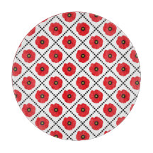 Shabby chic Red, Black & White Poppies Blommigt