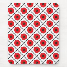 Shabby chic Red, Black & White Poppies Blommigt