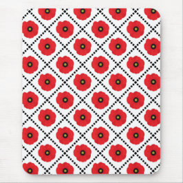 Shabby chic Red, Black & White Poppies Blommigt Musmatta