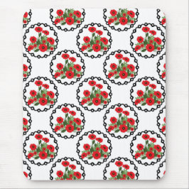 Shabby chic Red, Black & White Poppies Blommigt Musmatta