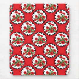 Shabby chic Red, Black & White Poppies Blommigt Musmatta