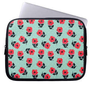 Shabby chic Red Flowers Mönster Laptop Fodral