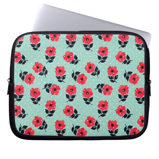 Shabby chic Red Flowers Mönster Laptop Fodral (Framsidan)