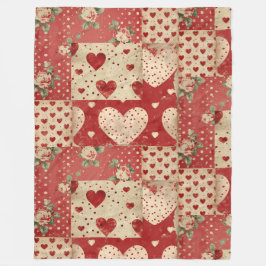 Shabby chic Red Patchwork Mönster Fleecefilt