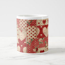 Shabby chic Red Patchwork Mönster Jumbo Mugg
