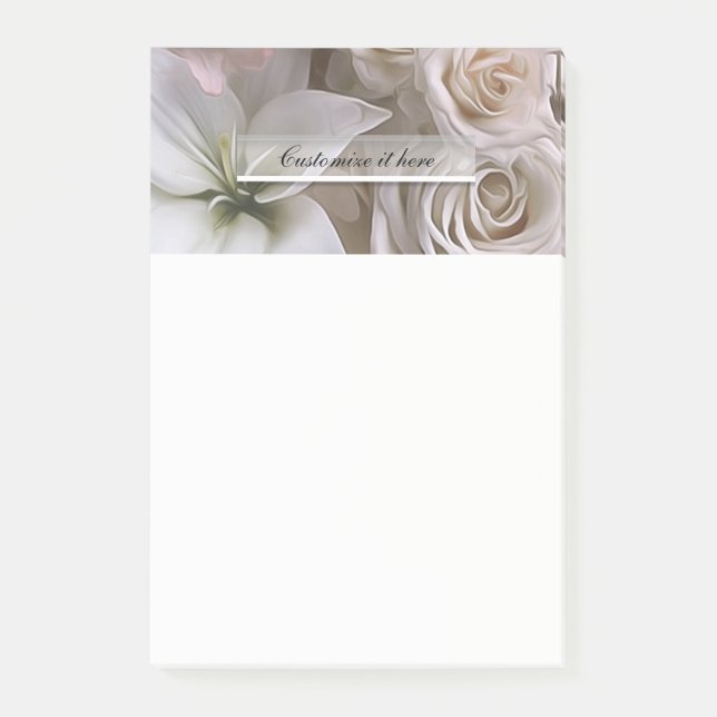 Shabby chic Ro Blommigt Rustic Flowers Anpassnings Post-it Block (Framsida)