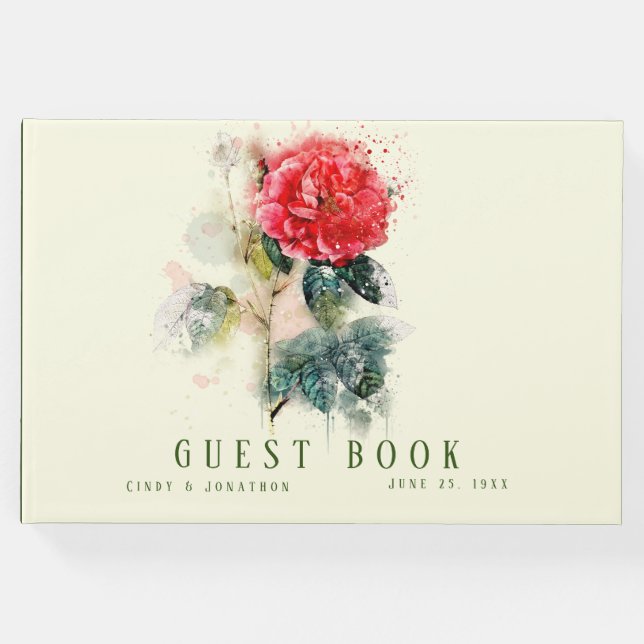 Shabby chic Ro Bröllop Guest Bok (Framsida)