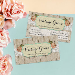 Shabby chic Ro om Rustic Wood & Vintage Snöre Visitkort
