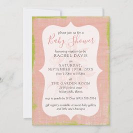Shabby chic Ro Rustic Wood Blommigt Baby Shower Inbjudningar