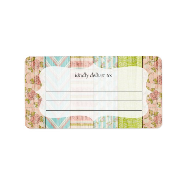 Shabby chic Ro Rustic Wood Large Skriva-on-etikett Adressetikett (Framsidan)
