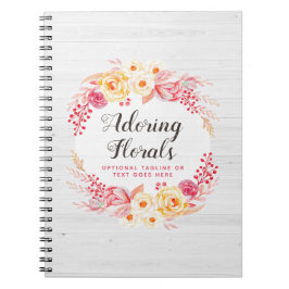 Shabby chic Ro & Rustic Wood  Rosa Blommigt Anteckningsbok