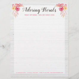 Shabby chic Ro & Rustic Wood Rosa Blommigt Brevhuvud