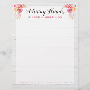 Shabby chic Ro & Rustic Wood Rosa Blommigt Brevhuvud
