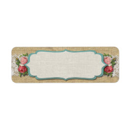 Shabby chic Ro vid Vintagen Snöre och Rustik Burla Returadress Etikett