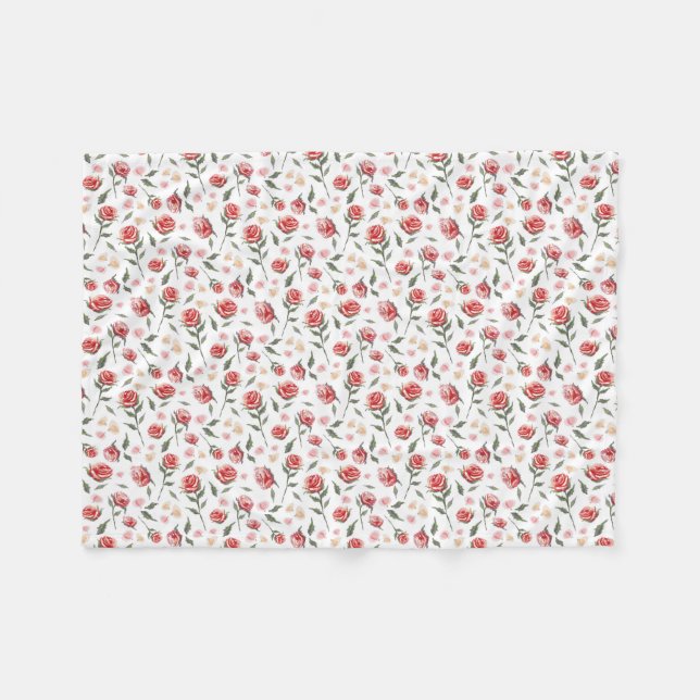 Shabby chic Röd ros Söt Fleece Blanket (Framsidan (Horisontell))