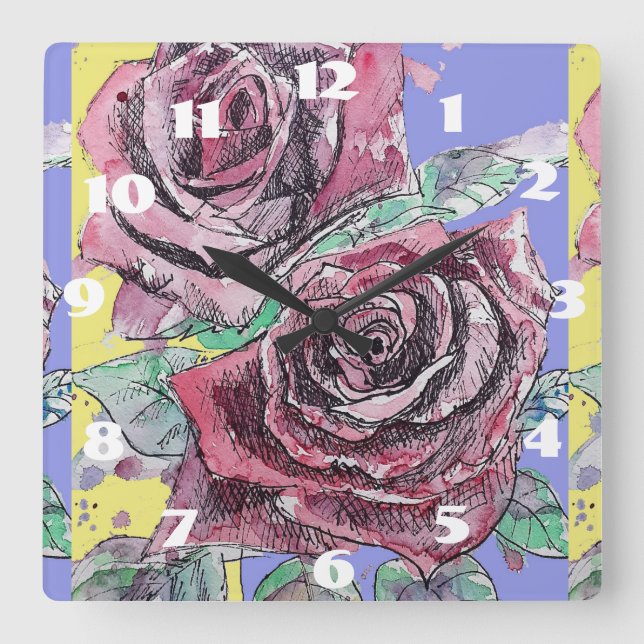 Shabby Chic röda rosor Rose Art damernas klocka (Framsida)