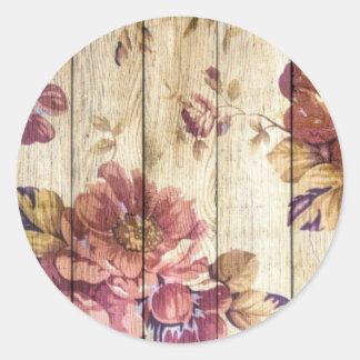 Shabby chic Romantisk Ro på trävägg Runt Klistermärke