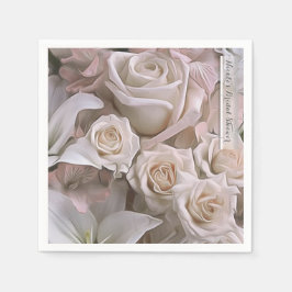 Shabby Chic Ros Blommig Bröllopsdusch Elegant Pappersservett