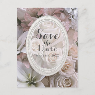 Shabby Chic Ros Blommig Elegant Spara Datum Meddelande Vykort