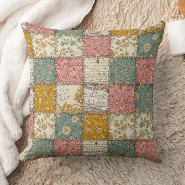 Shabby Chic Ros Quilt Mönster Kudde (Filt)