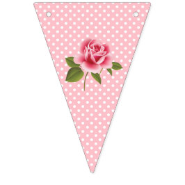 Shabby chic Rosa Aqua Blommigt Bunting Flagga