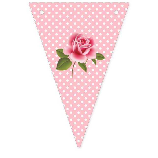 Shabby chic Rosa Aqua Blommigt Bunting Flagga (Tionde flaggan)