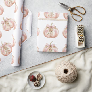 Shabby Chic Rosa Blommig Pumpa Coquette Höst Presentpapper