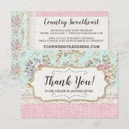 Shabby chic Rosa Blommigt Boutique - tackkort Inbjudningar