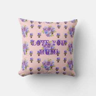 Shabby chic Rosa Blommigt Kärlek You Morsa Cushion Kudde