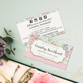 Shabby chic Rosa Blommigt Vintage Boutique Social Visitkort
