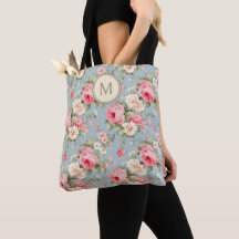 Shabby Chic Rosa Blommönster Monogram