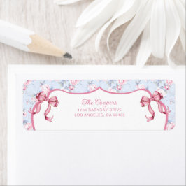 Shabby chic Rosa Bows Returadress Etikett