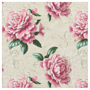 Shabby chic Rosa Gardenias Fabric Tyg