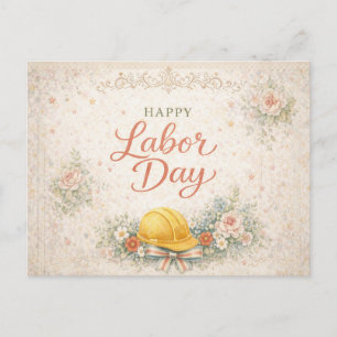 Shabby Chic Rosa Glad arbetsdag Helg Vykort