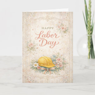 Shabby Chic Rosa Glad Labor Day Kort