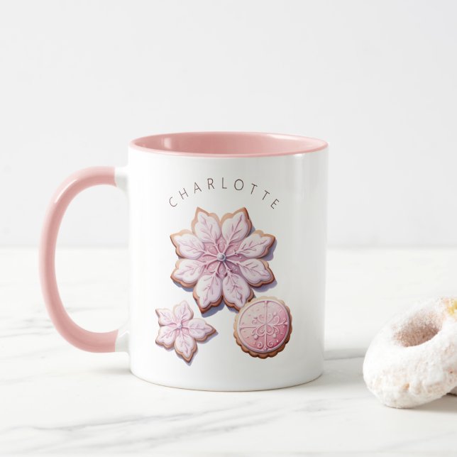 Shabby chic Rosa Juldag Hett Chocolate Mugg (Med munk)