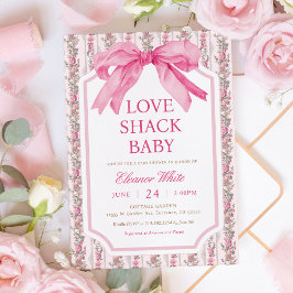 Shabby chic Rosa Kärlek Shack-babyskor Inbjudningar