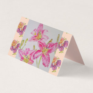 Shabby chic rosa Lily Blommigt Flowers Gingham Ro Kort
