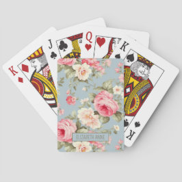 Shabby chic Rosa och Blå Ro Flowers Casinokort