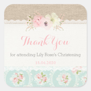 Shabby chic Rosa och handledning Fyrkantigt Klistermärke
