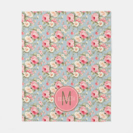 Shabby chic Rosa och Ro Monogram Fleecefilt